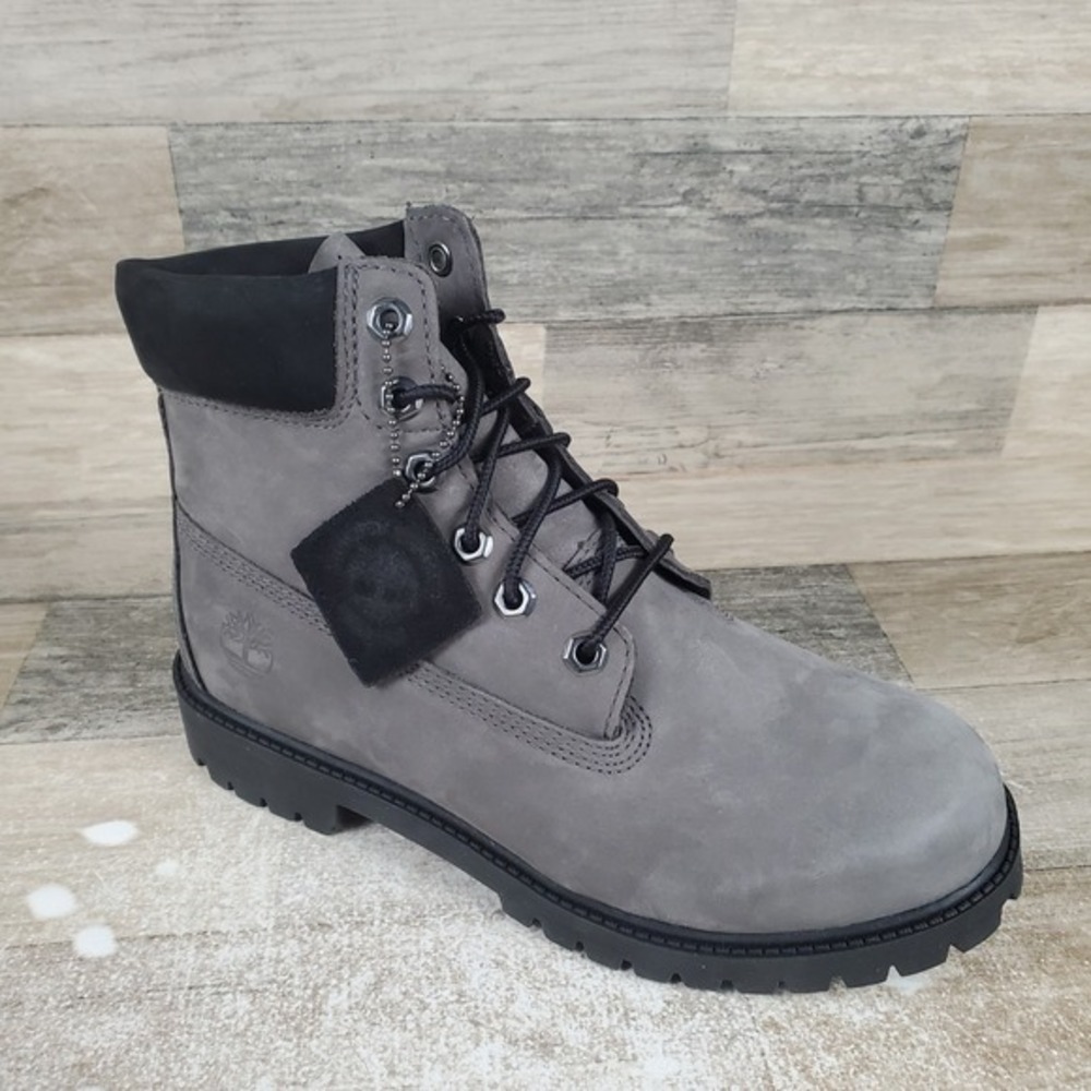 Timberland Premium 6" Boots Boys Sz 6.5 Gray Nubuck Lace Up Waterproof NWOB‎